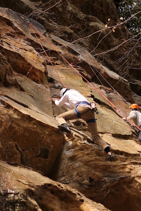 Mark going over the crux of 'Ryanosaurus'