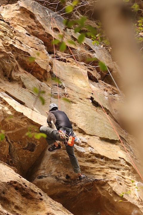 Matt cleaning the crux of 'Ryanosaurus'