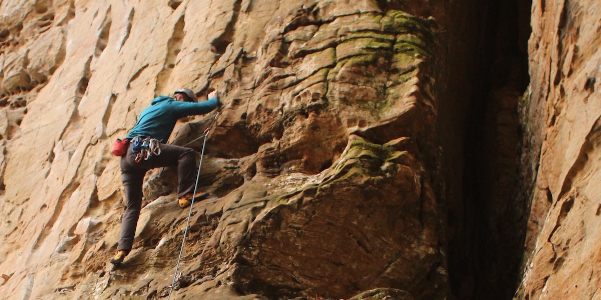 Doug sending '27 Years of Climbing'