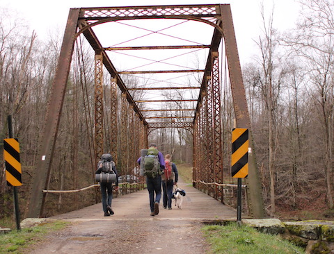 Crossing oil creek and hiking back to the trailhead