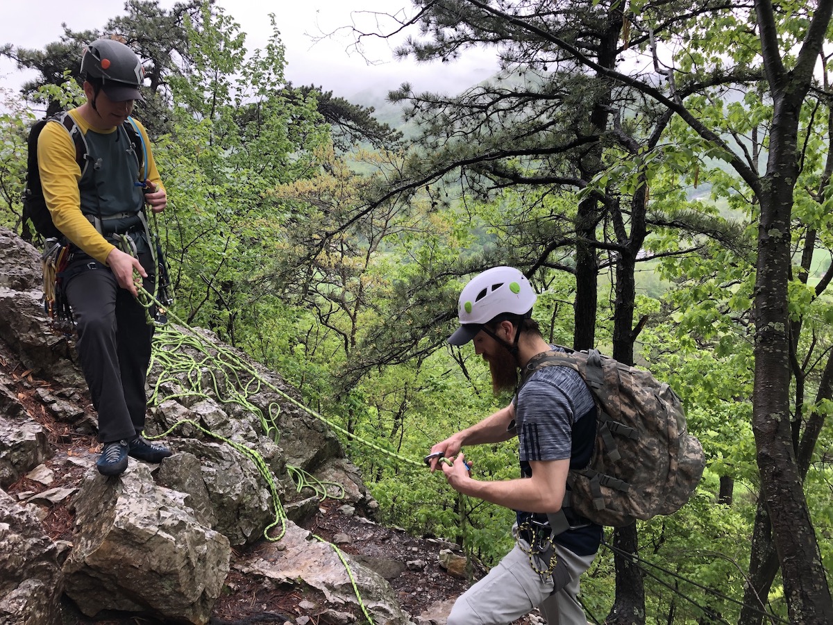 Mark putting Doug on belay