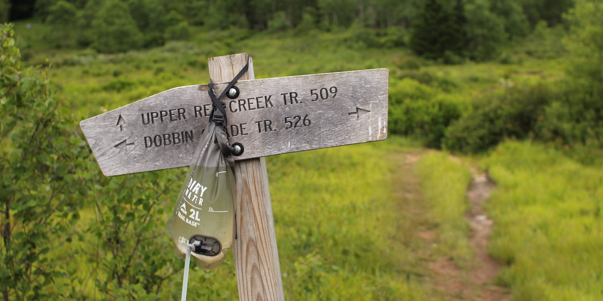 Filtering water at the trail junction