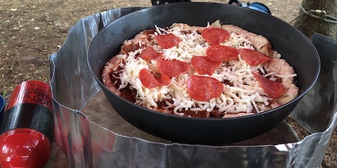 Making pizza for dinner in the fry-bake