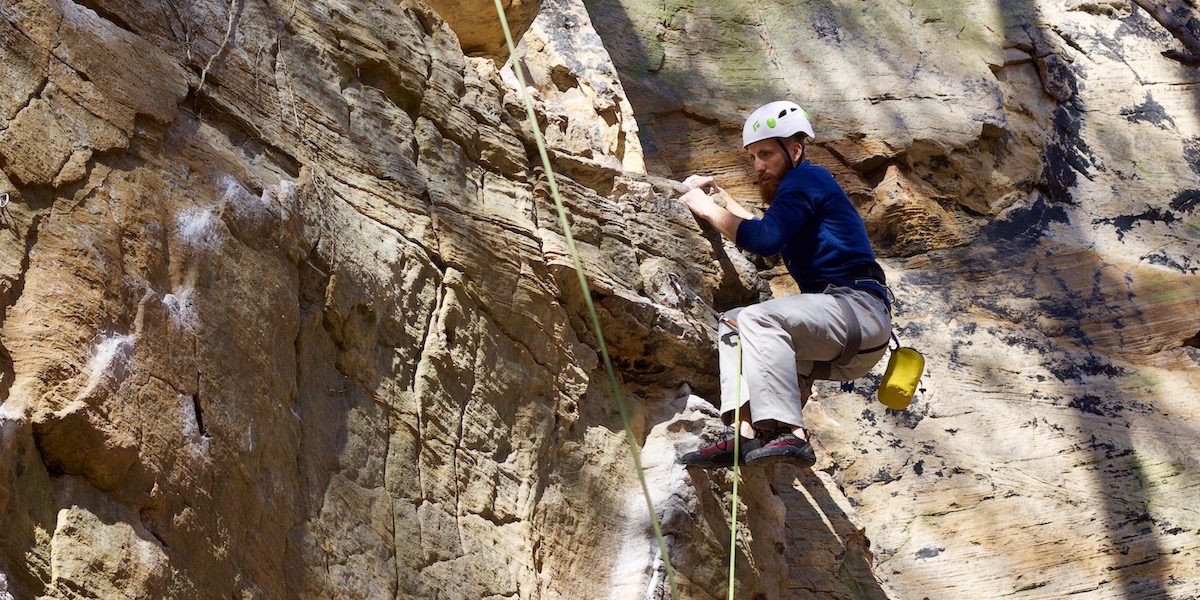 Mark powering through A Brief History of Climb