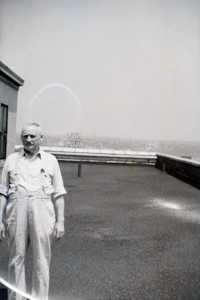 A man on top of the United Building